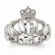 Stainless Steel Polished Claddagh with Cross Ring