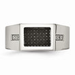 Stainless Steel Polished Black Carbon Fiber Inlay with CZ Ring