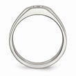 Stainless Steel Brushed and Polished with CZ Ring