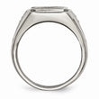 Stainless Steel Satin & Polished w/Black Enamel CZ Ring