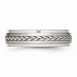 Stainless Steel Polished & Brushed w/Silver Braid Inlay Ring