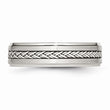 Stainless Steel Polished & Brushed w/Silver Braid Inlay Ring