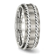 Stainless Steel Brushed w/Silver Double Twist Inlay Ring