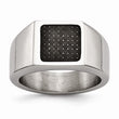 Stainless Steel Polished Signet Carbon Fiber Inlay Ring