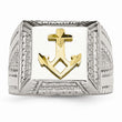 Stainless Steel Polished Yellow IP-plated w/ Sterling Silver Anchor Ring