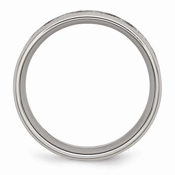 Stainless Steel Polished & Textured CZ Ring