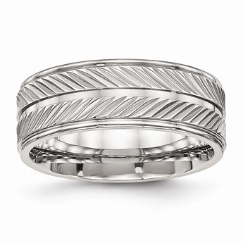 Stainless Steel Polished Grooved Ring