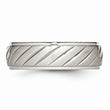 Stainless Steel Brushed and Polished Grooved Ring