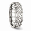Stainless Steel Brushed and Polished Grooved Ring