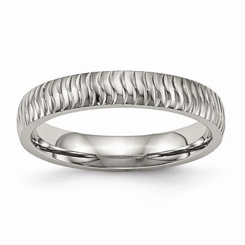 Stainless Steel Polished Textured Ring