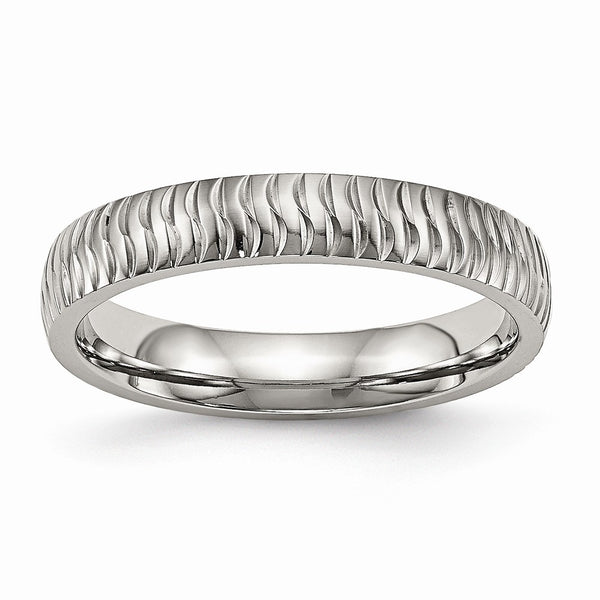 Stainless Steel Polished Textured Ring