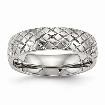 Stainless Steel Polished Textured Ring