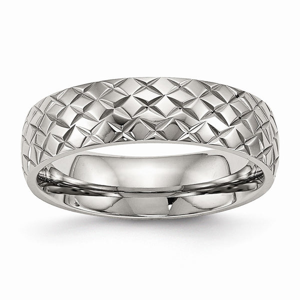Stainless Steel Polished Textured Ring