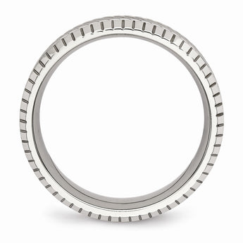 Stainless Steel Polished Grooved and Textured Ring