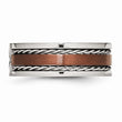 Stainless Steel Brushed Brown IP-plated w/Diamond 8mm Polished Band
