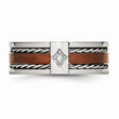Stainless Steel Brushed Brown IP-plated w/Diamond 8mm Polished Band