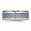 Stainless Steel Polished Blue Carbon Fiber Inlay Ring