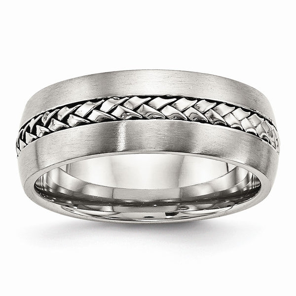 Stainless Steel Brushed and Polished Braided 8.00mm Band