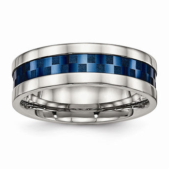 Stainless Steel Polished Blue IP-plated 7.00mm Band