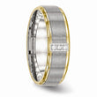 Stainless Steel Polished Yellow IP CZ Grooved Comfort Back Ring