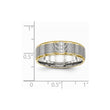 Stainless Steel Polished Yellow IP CZ Grooved Comfort Back Ring