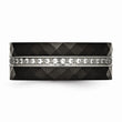 Stainless Steel Polished Faceted Black Ceramic CZ Ring