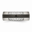 Stainless Steel Polished Black Ceramic CZ Ring