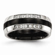 Stainless Steel Polished Black Ceramic CZ Ring