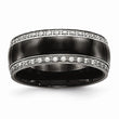 Stainless Steel Polished Black Ceramic CZ Ring