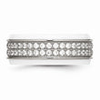 Stainless Steel Polished White Ceramic CZ Ridged edge Ring