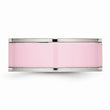 Stainless Steel Polished Pink Ceramic Ring