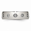 Stainless Steel Polished Rose IP Plated CZ Inlay Ring