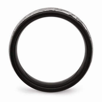 Stainless Steel Brushed Black IP Grooved Ring