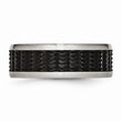 Stainless Steel Brushed/Polished Black IP Textured Ring