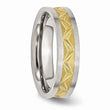 Stainless Steel Grooved Yellow IP-plated Ladies 6mm Brushed Band