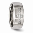 Stainless Steel Brushed CZ Cross Ring