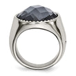 Stainless Steel Polished Grey Glass Ring