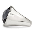 Stainless Steel Polished Grey Glass Ring