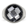 Stainless Steel Polished Grey Glass Ring