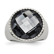 Stainless Steel Polished Grey Glass Ring
