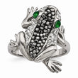 Stainless Steel Polished with Crystal Frog Ring