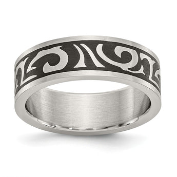 Stainless Steel Brushed Enameled Design Band
