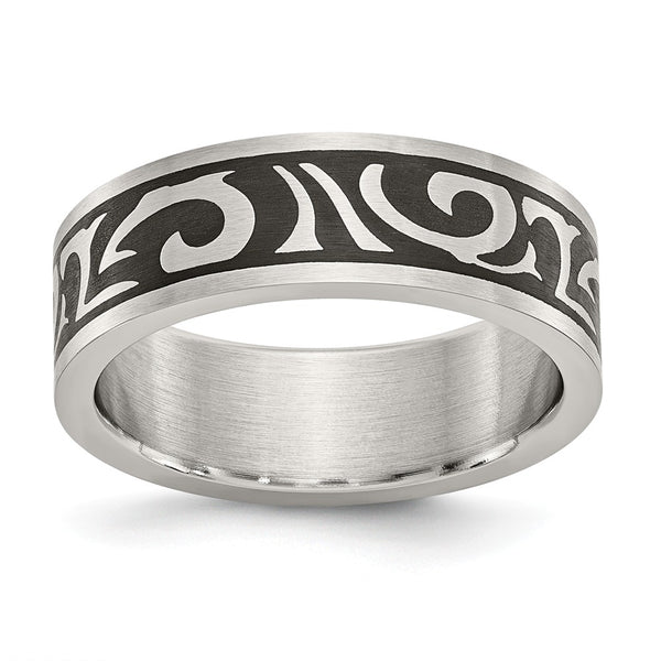 Stainless Steel Brushed Enameled Design Band