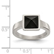 Stainless Steel Polished with Solid Black Carbon Fiber Geometric Ring