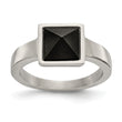 Stainless Steel Polished with Solid Black Carbon Fiber Geometric Ring
