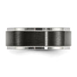 Stainless Steel Polished w/ Black IP-plated Brushed Center 8mm Band