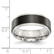 Stainless Steel Polished w/ Black IP-plated Brushed Center 8mm Band