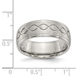 Stainless Steel Scroll Design Brushed & Polished 8mm Ridged Edge Band
