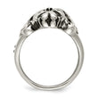 Stainless Steel Antiqued and Polished w/Black & White Crystal Jesus Ring