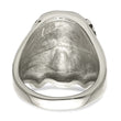 Stainless Steel Antiqued and Polished w/Black & White Crystal Jesus Ring
